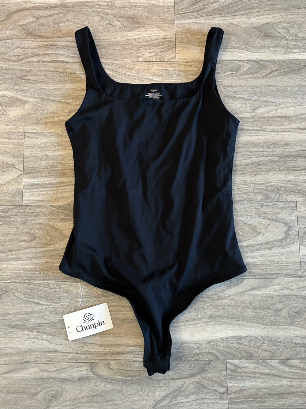 Black Scoop Neck Bodysuit Tank